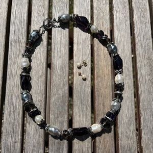 Pearl Earrings and Necklace